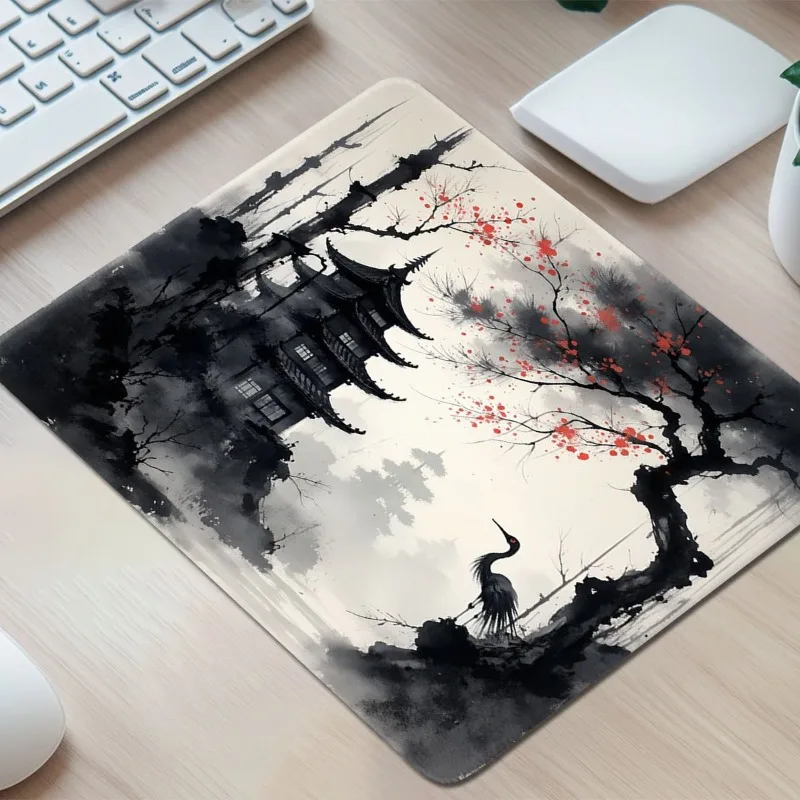 Ink painting architectural design, mouse pad, anti slip rubber base, portable office desktoppad, computer laptop, PC accessories