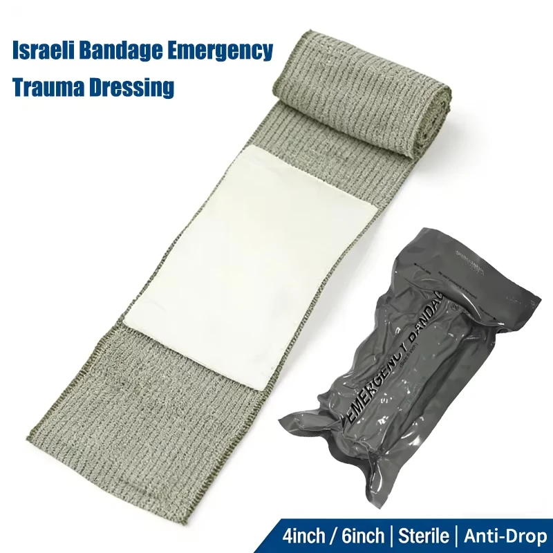 1pcs Israeli Bandage 4/6inch, Emergency Trauma Kit for Outdoor Camping Hiking,Professional First Aid Wound Care Pressure Bandage