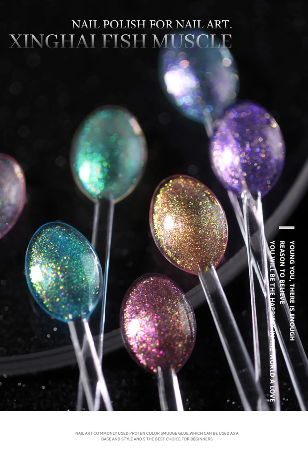Vendeeni 9 Farben Perlmutt-Farbgel-Nagellack Glänzender Aurora-Effekt UV-Soak-Off-Gel-Lack Meerjungfrauen-Gel-Lack für Nagelkunst – Detail 7