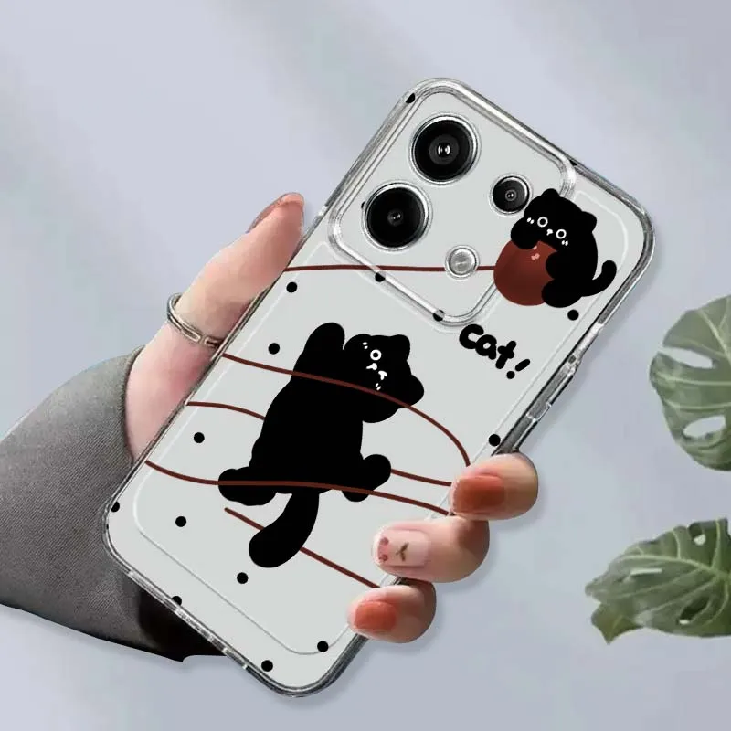 كارتون أنيمي القط الأسود ل Xiaomi Redmi 10 11 K30 K40 K50 K60 K70 Pro Prime Plus Ultra Zoom 5G حافظة هاتف شفافة من البولي يوريثان