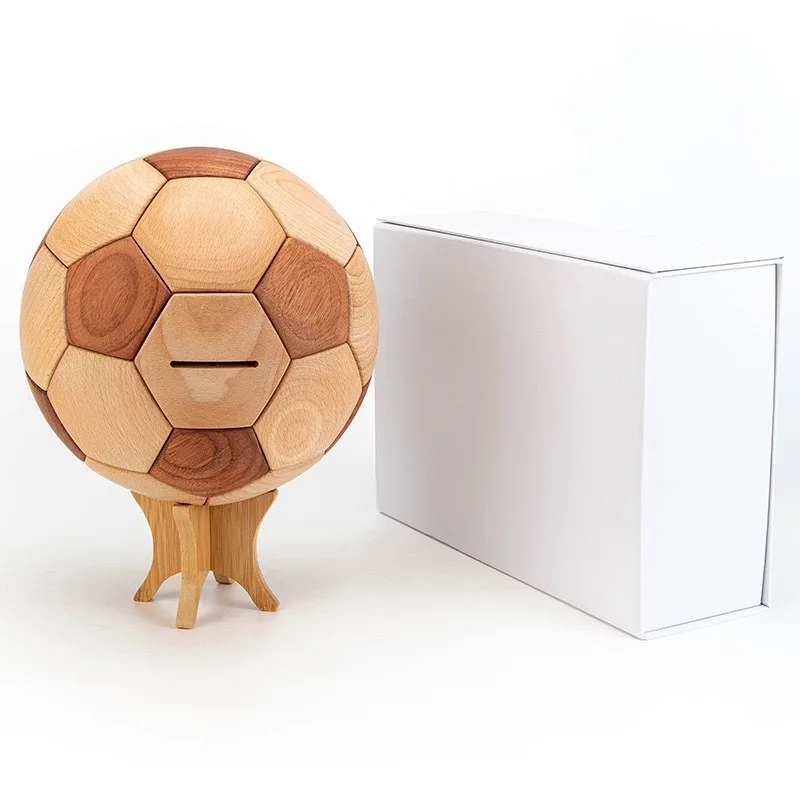Solid wood football ornaments, hand-spliced home decorations, piggy bank,  fans gifts DIY piggy bank