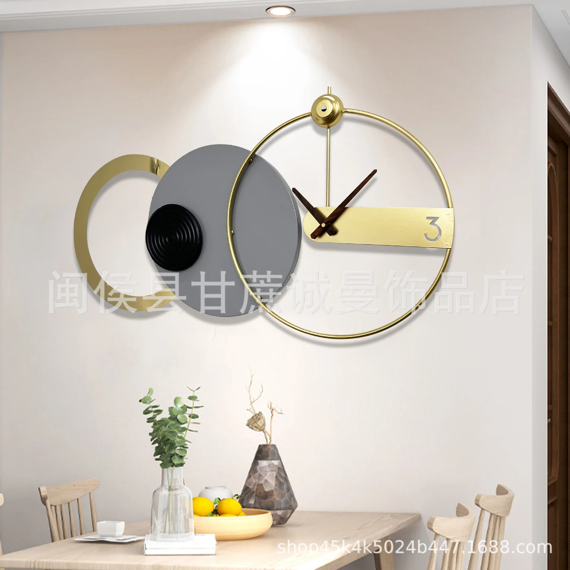 Modern light luxury decorative clocks, wall-mounted simple no punching pendants, wall living room