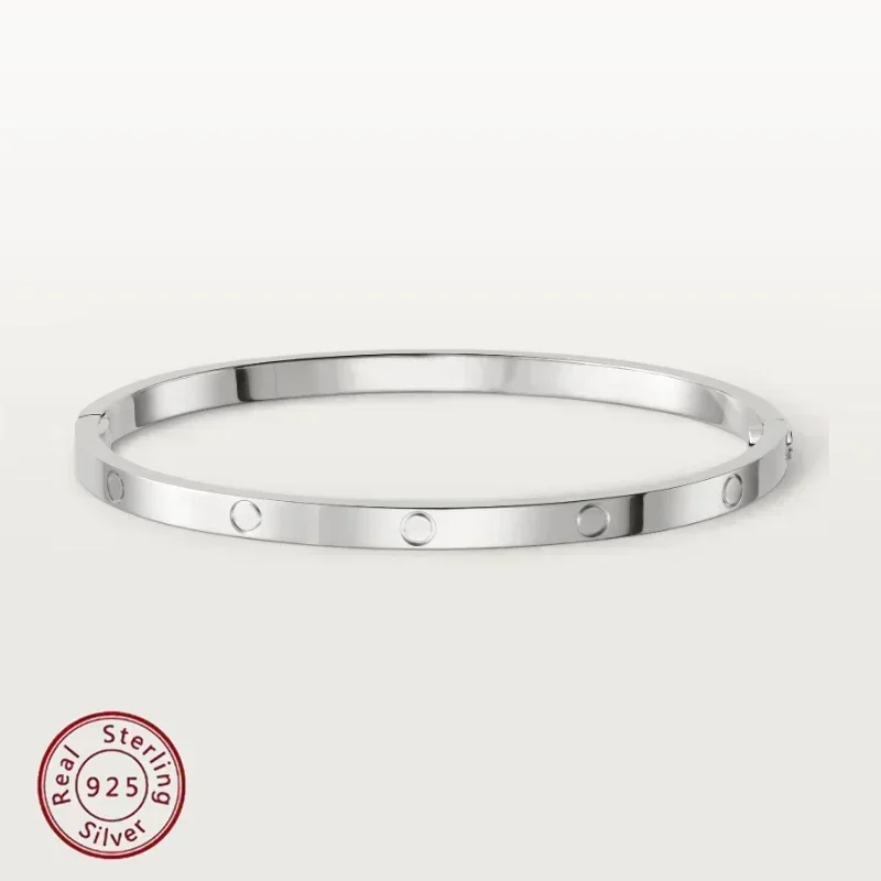 S925 Silver Original Logo 5A Quality LOVE Bracelet, Available in Three Colors, Essential for Noble Ladies