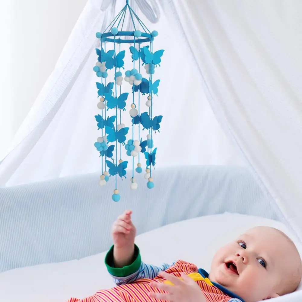 Butterfly Pompom Hanging Decoration Baby Crib Mobile Home Office Nursery Living Room Handmade Butterfly Wind Chime Pendant