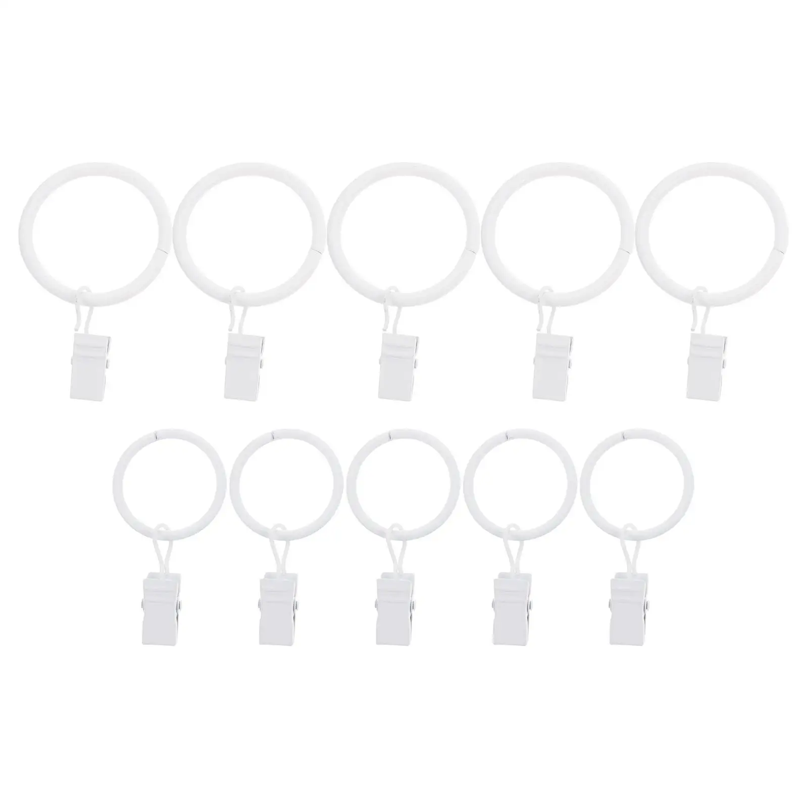 

20 Pcs Curtain Hooks Clips Rings White Coated Iron Multi Functional Home Decor Bathroom Shower Drapes Hardware