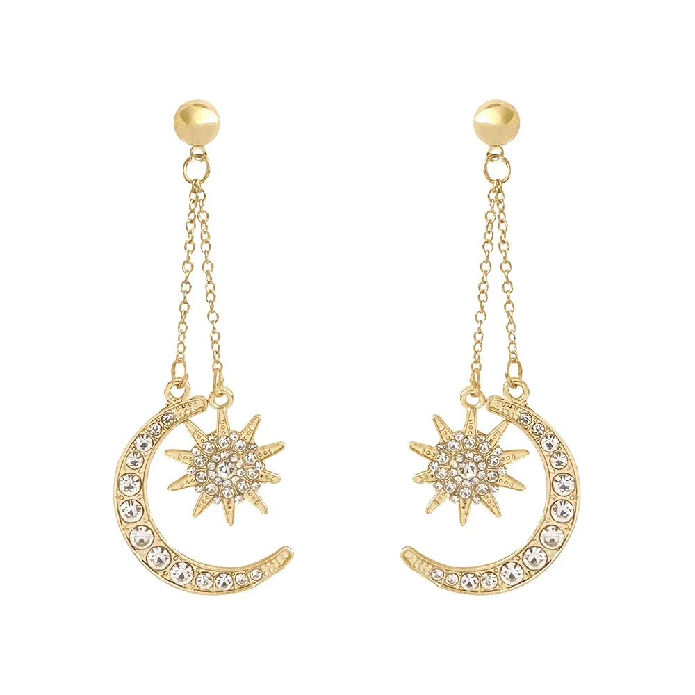 Long Six-Pointed Star Earrings  For Women Moon Eardrop 2024 Designer Jewelry Gift Bohemian Wedding Accessories