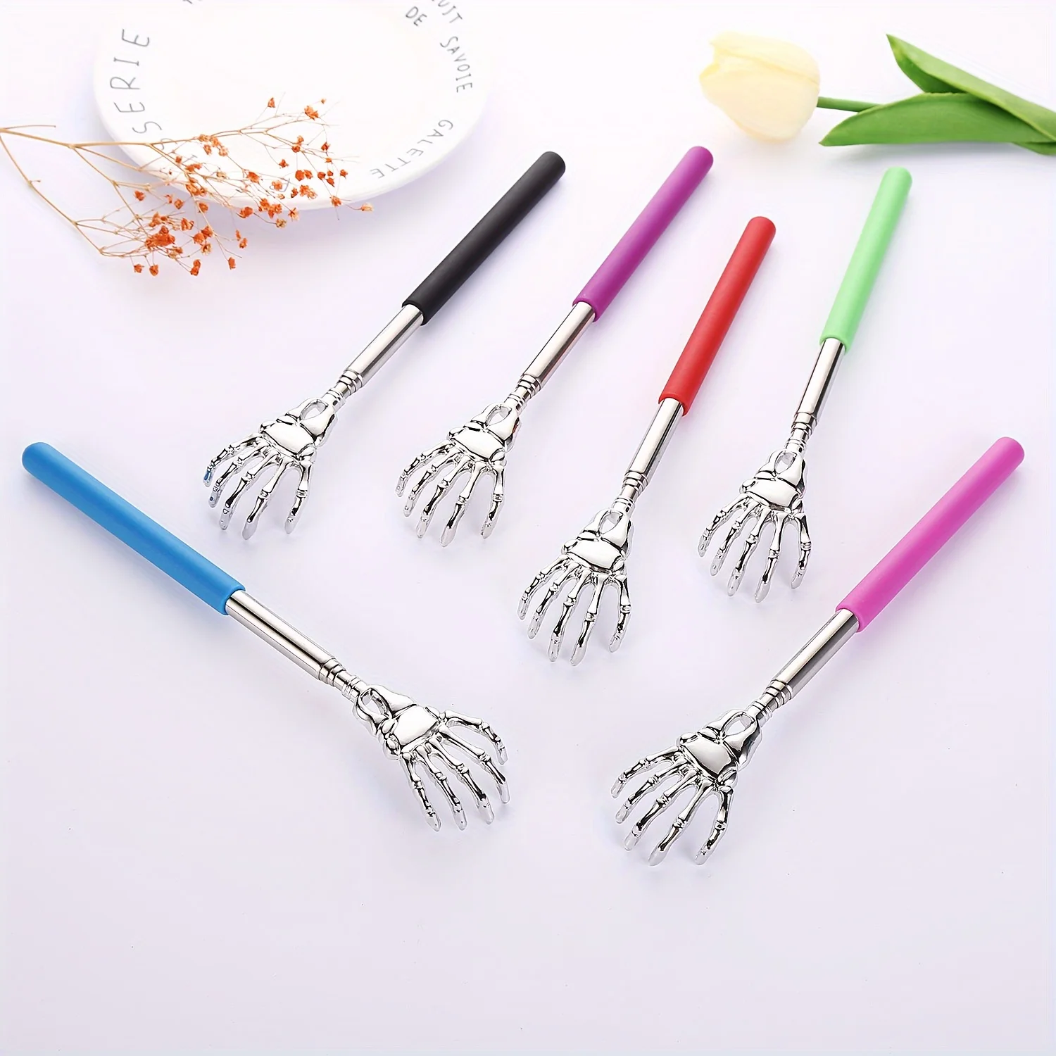 Stainless Steel Retractable Back Scratcher Portable Massage Tool Relaxation - 6pcs Random Color