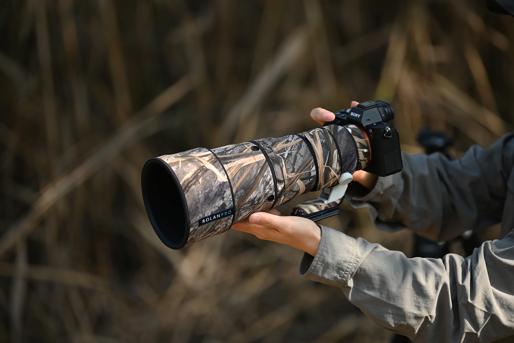 ROLANPRO Wasserdichter Objektivschutz für Sony FE 600mm F6.3 GM OSS Camo Regenschutz Schutzhülle SEL600F63GM Etui 600F6.3GM Stoff – Detail 8