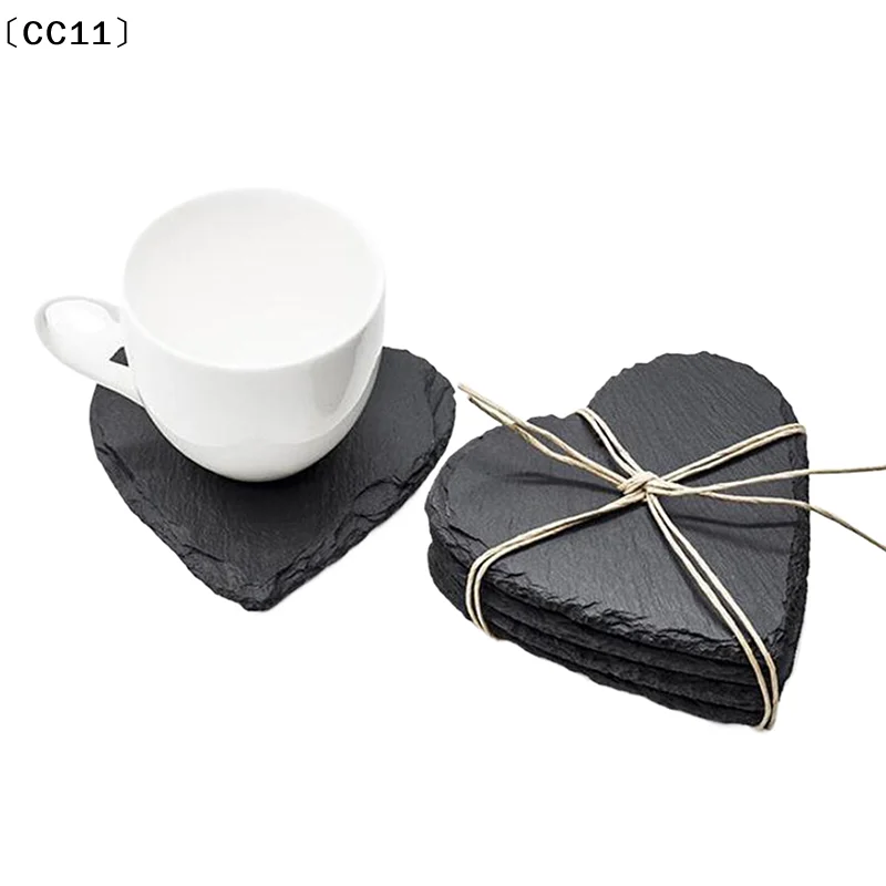 Table Coaster Japanese Style Reusable Slate Stone Drink Coaster Decorative Kitchen Tea Cup Mug Heat Resistant Rock Coaster〔CC11〕