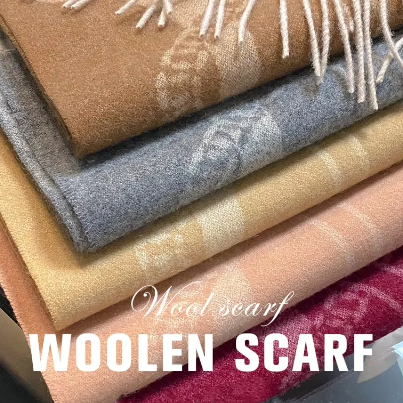 NEW 100% Wool Winter Scarf For Women Long Warm Cashmere Scarves Hijab Solid Lady Shawl Wrap Female Pashmina Bandana Head Scarfs