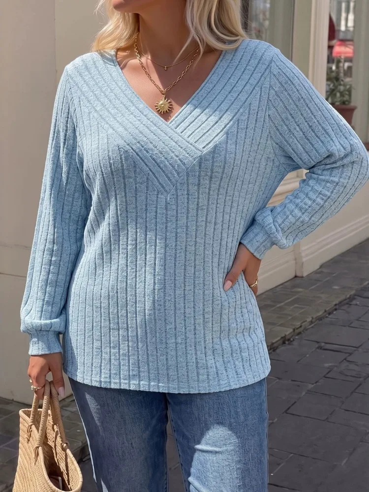 Women's Plus Size L-3XL Casual Knitted Long Sleeve Knitting Sweater Loose T-shirt Sports Outdoor Top Women Clothing Oversized