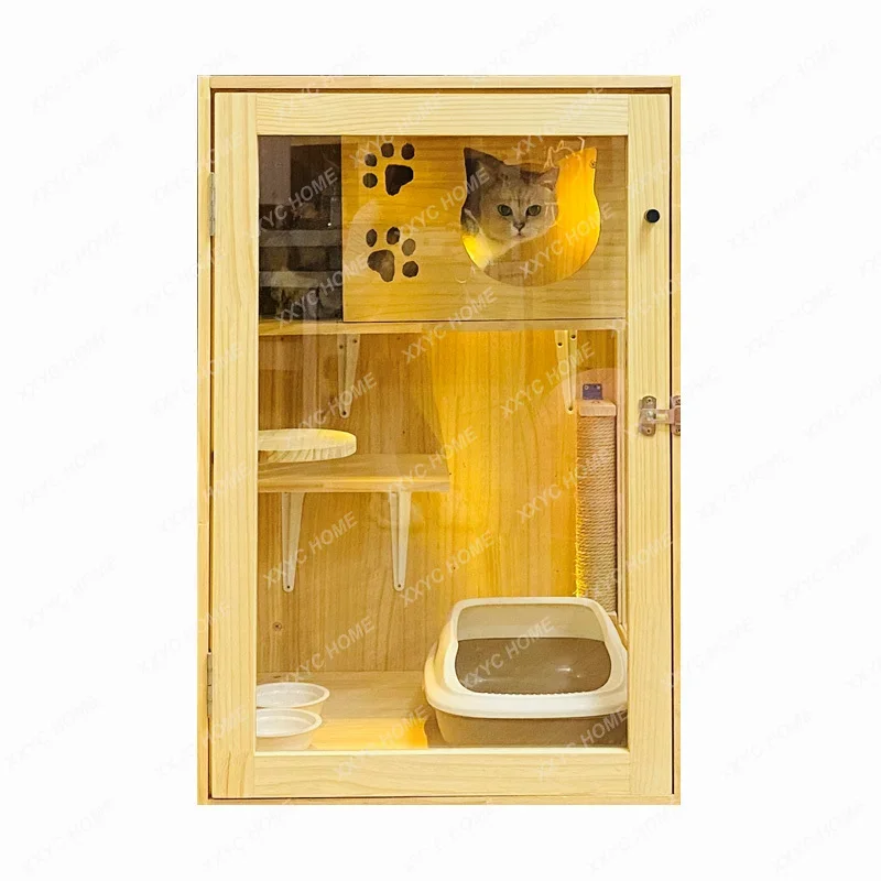 Cat Villa  Cage Cattery Luxury  Nest  Cabinet Display  Double-Layer Side Transparent  Breeding Cat Bed