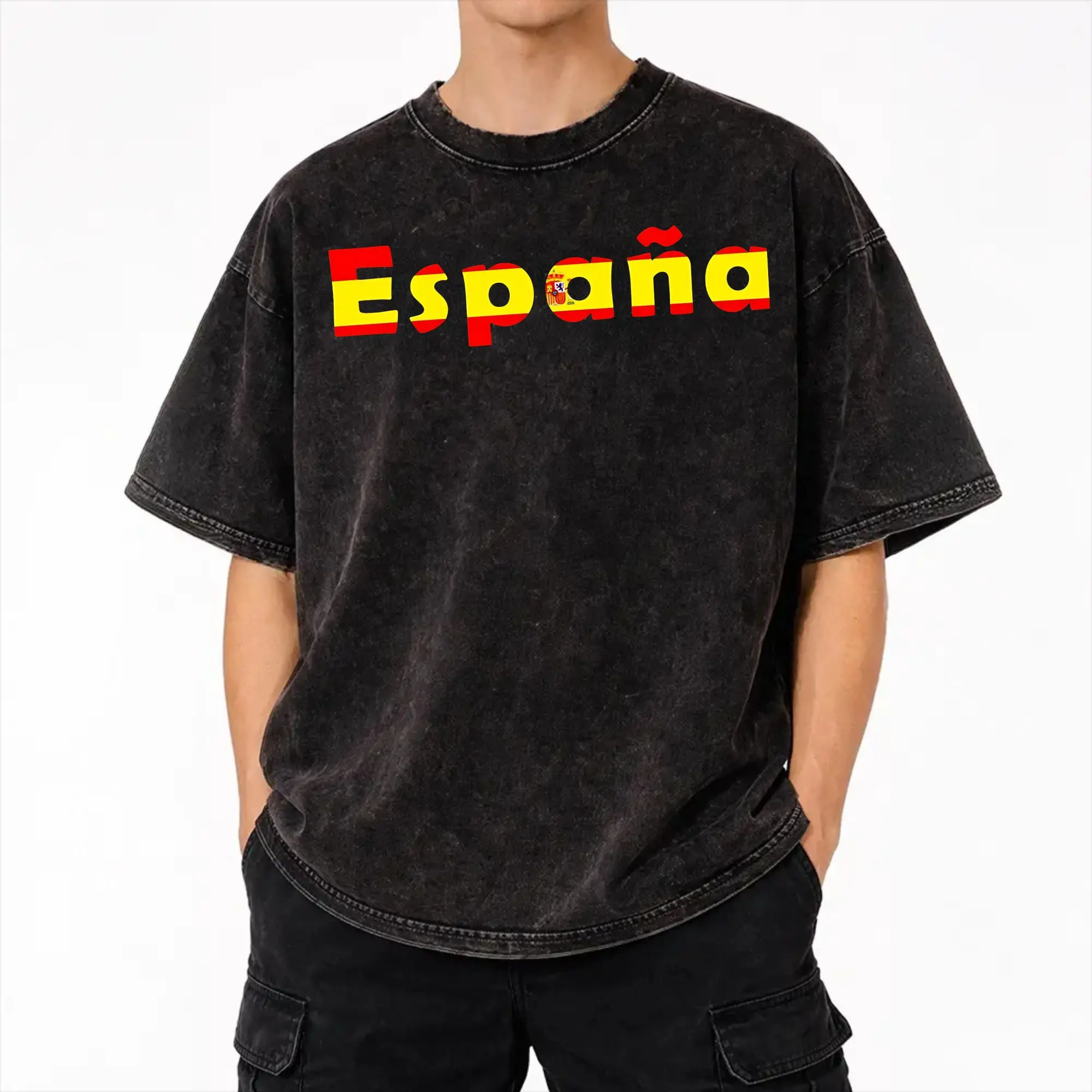 Spain - España Make Spain Great Again Washed T Shirts Streetwear Hip Hop Fashion T-Shirts  Tee Shirt Men Women Short Sleeve