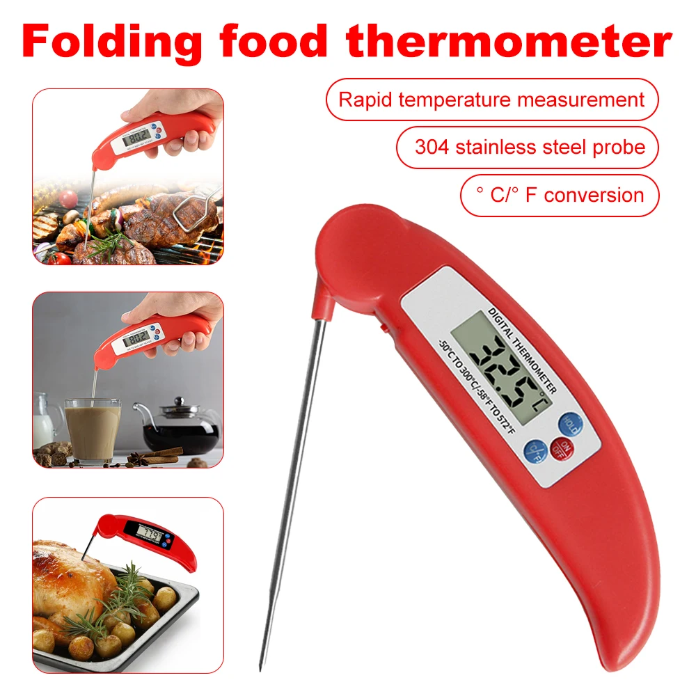 

Kitchen Digital Food Thermometer Foldable Stainless Steel Probe Roast Meat Digital BBQ Oven Cooking Thermometer Kitchen Tool