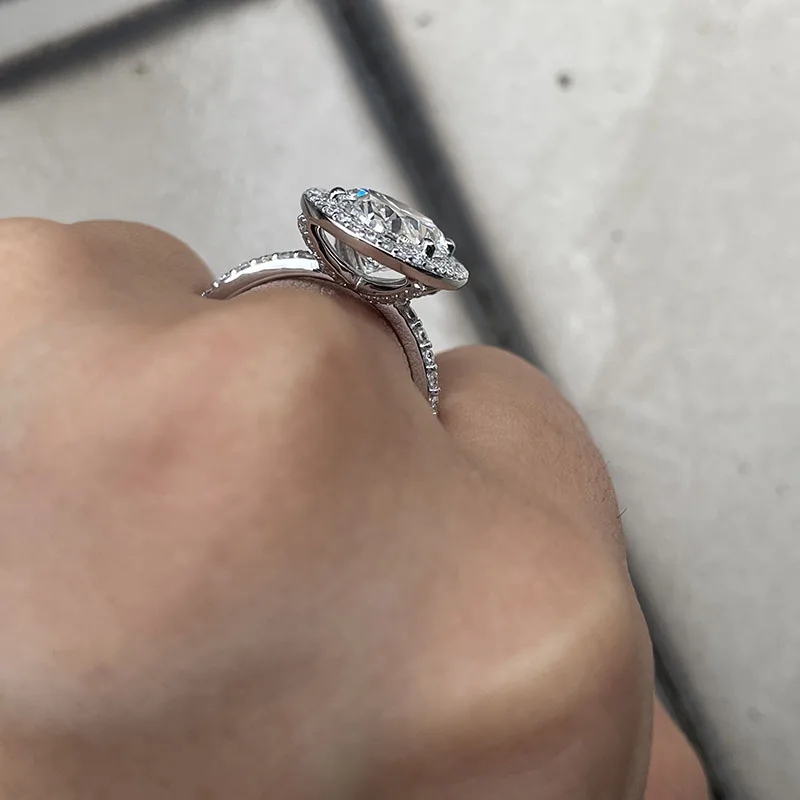 5CT البيضاوي الماس خاتم الخطوبة IGI مختبر نمت الماس DEF VS-VVS المخفية هالة البلاتين 950 خاتم للنساء مجوهرات الحفلات #3