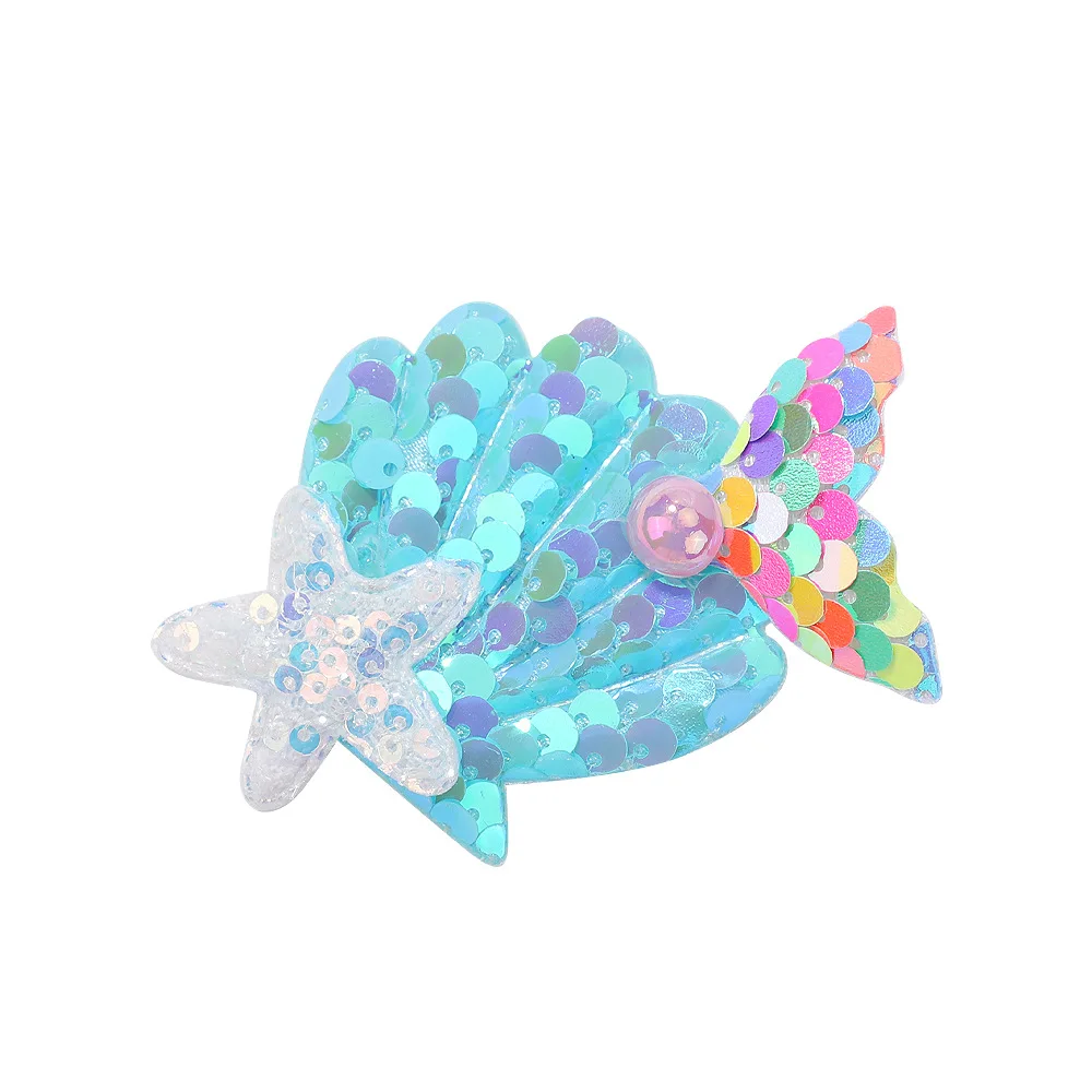 2pcs Sequins Mermaid Shell Hair Clips ocean Style Kids Hairpin Fashion Party Barrettes Handmade Headwear Hair Accessories