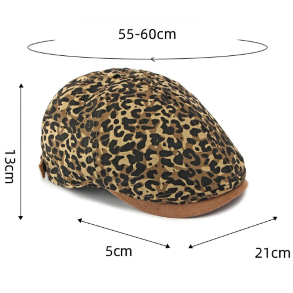 HT5119 Herren- und Damen-Baskenmützen Retro Künstler-Mütze Leopard Ivy Flat Cap Unisex Verstellbare Achteckige Baskenmütze – Detail 1