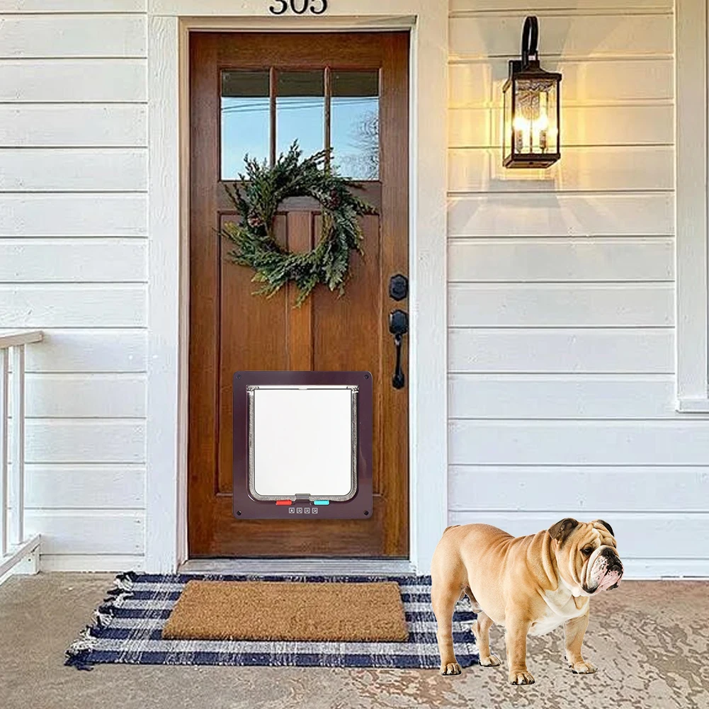 Puppy Kitten Safety In&out Pet Door with 4 Way Security Lock Dog Cat Flap Door Cat Puppy Safety Gate Transparent Thin Cat Door