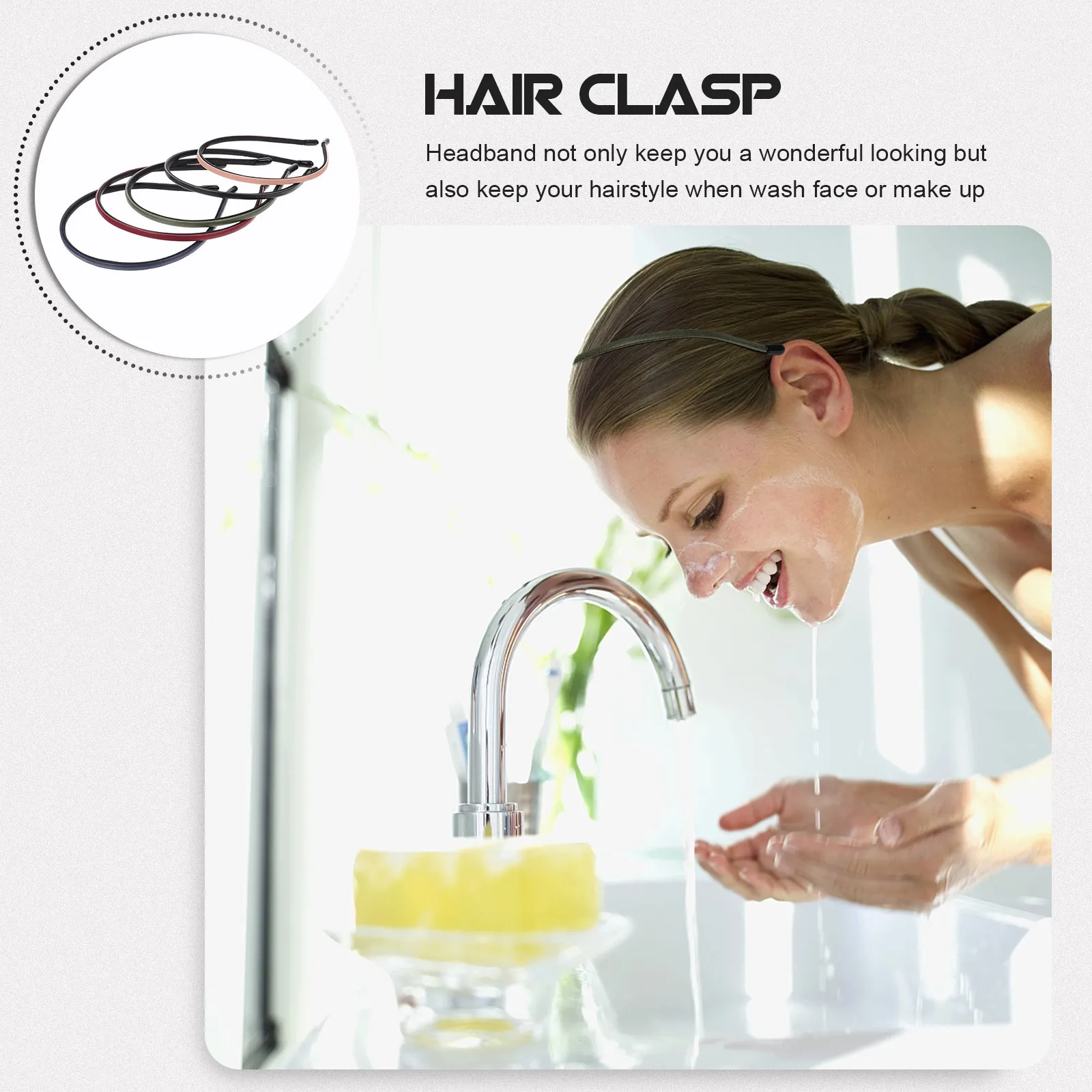 

5Pcs Solid Color Hair Clasp Headband Simple Thin Covered Hair Accessories for Women Girls Versatile