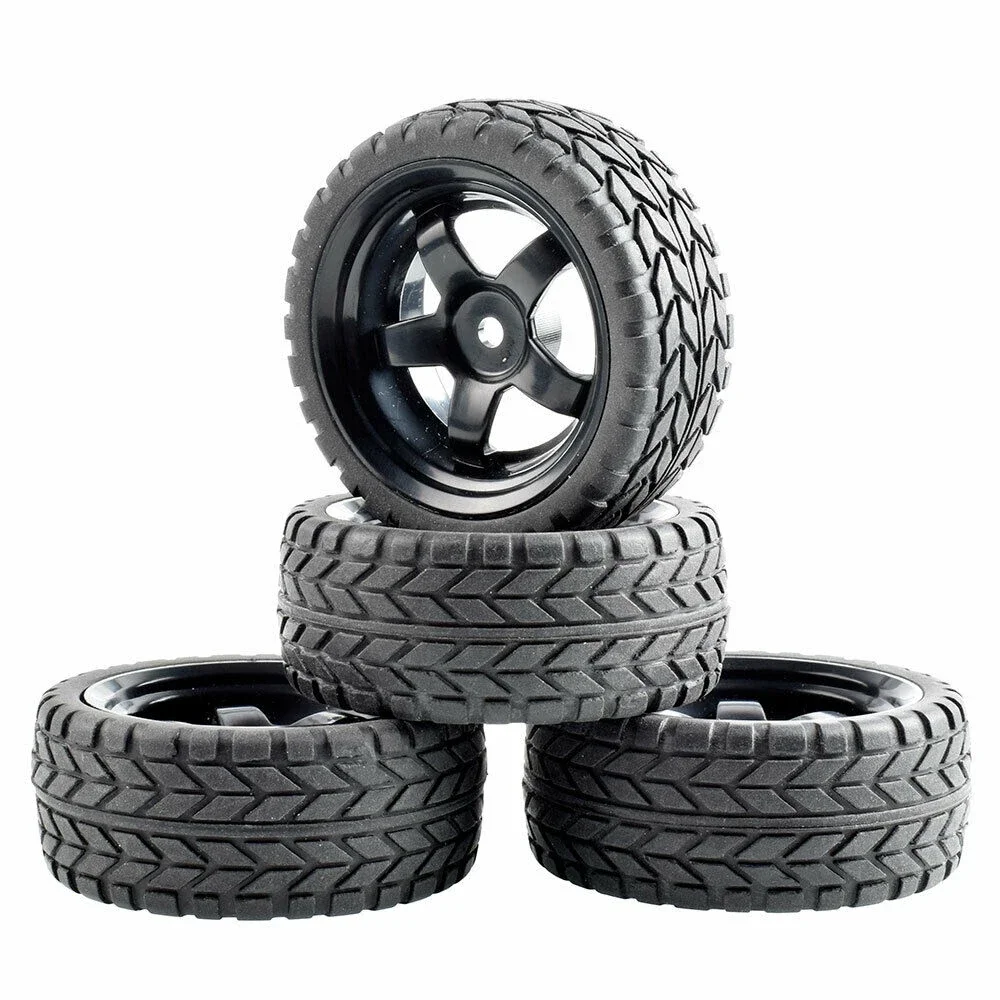 

RC 6030-6017 Rubber Tires & Plastic Wheel 4Pcs For HSP HPI 1:10 On-Road Car Racing