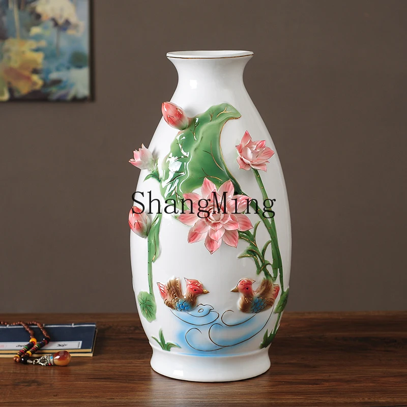 

SM Modern Simple Enamel Color Vase Ornament Living Room TV Cabinet Ceramic Home Decoration
