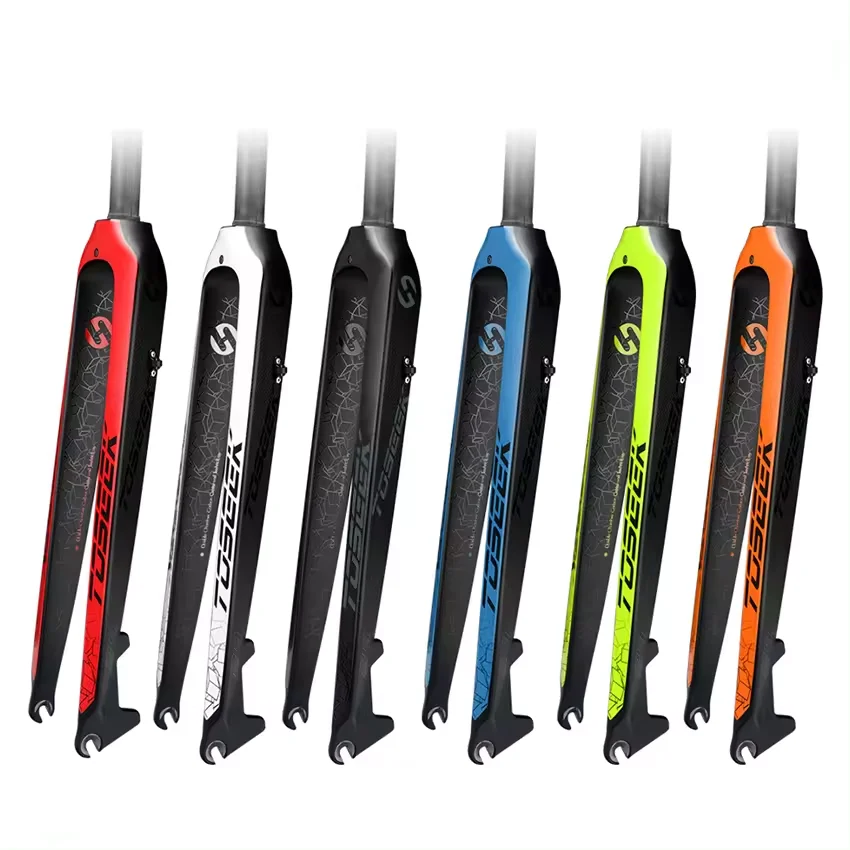 STLF Full Carbon Straight Tube Bike Front Fork Toseek Mountain Bicycle Hard Fork Quick Release Disc Brake Mtb 26 /27.5 /29 Inch