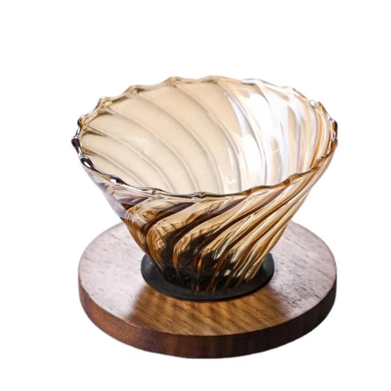 

Портативный V-образный держатель для кофейной чашки с дриппером для заваривания вручную, прозрачный стеклянный кофейный фильтр с деревянной подставкой