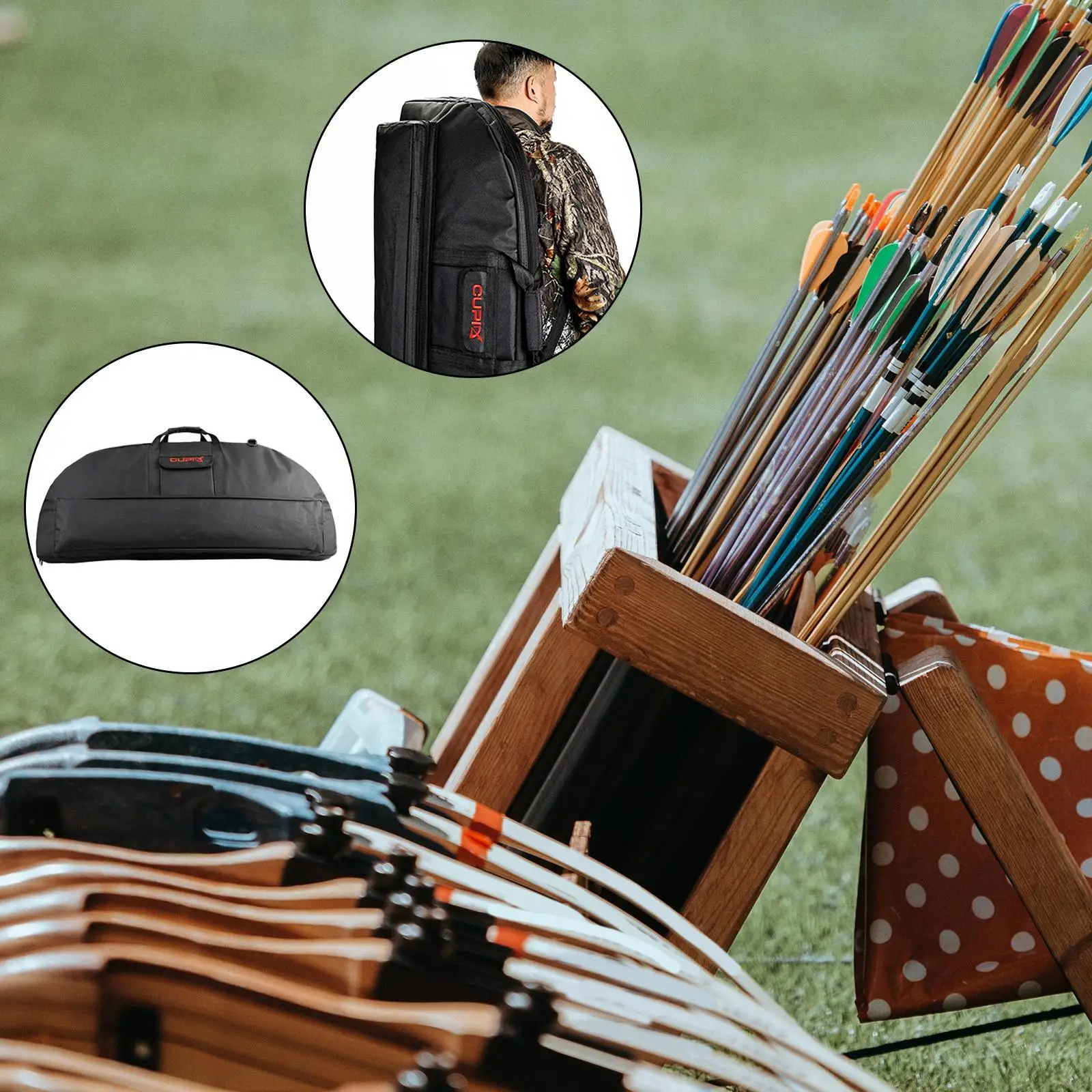 Taktyczna torba na łuk, futerał na łuk myśliwski, miękki futerał na łuk, kieszeń na strzały, torba do przechowywania łuku i akcesoria do torby do przenoszenia łuku kompozytowego.