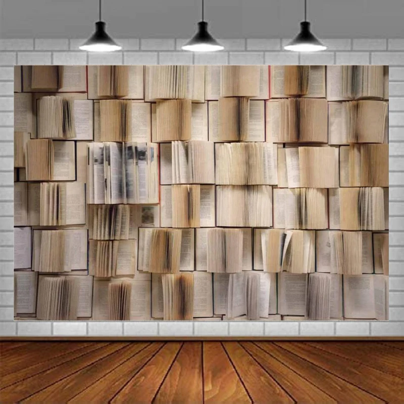 

Vintage Bookshelf Photography Backdrop Book Reading Background Studio Props Banner Poster