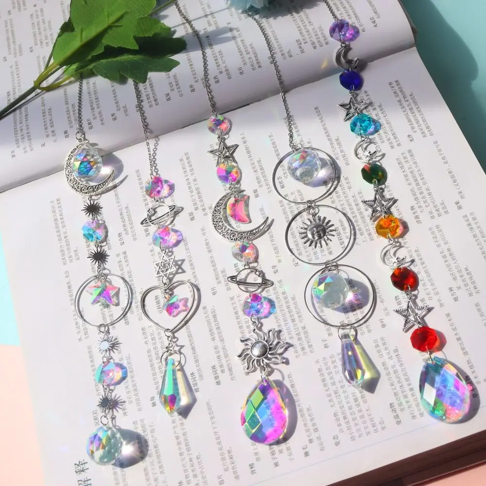 Fashion Rainbow Maker Sun Catcher Home Garden Decor Light Catching Crystal Wind Chimes Sun Moon Planet Crystal Pendant Gift
