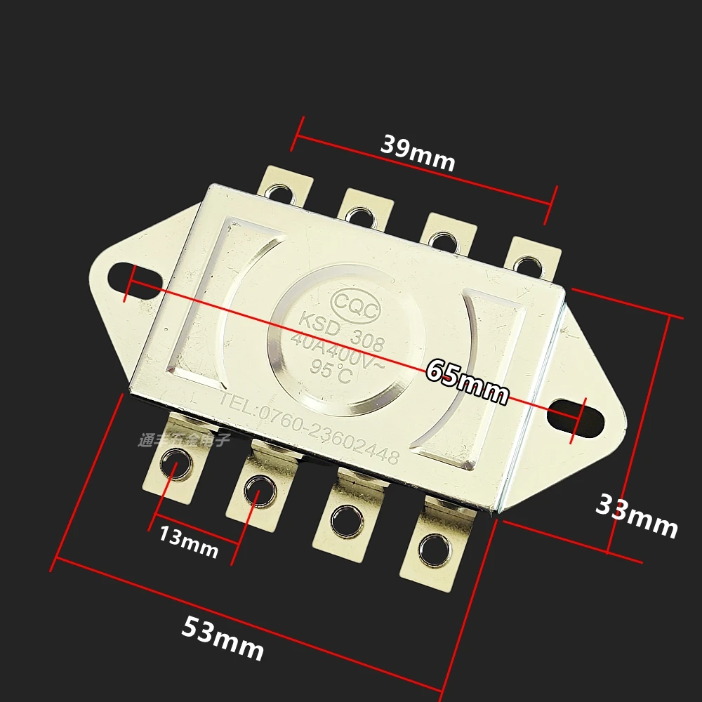Three-phase electric water heater thermostat thermostat KSD308 95 degrees 40A 400V 8 pins