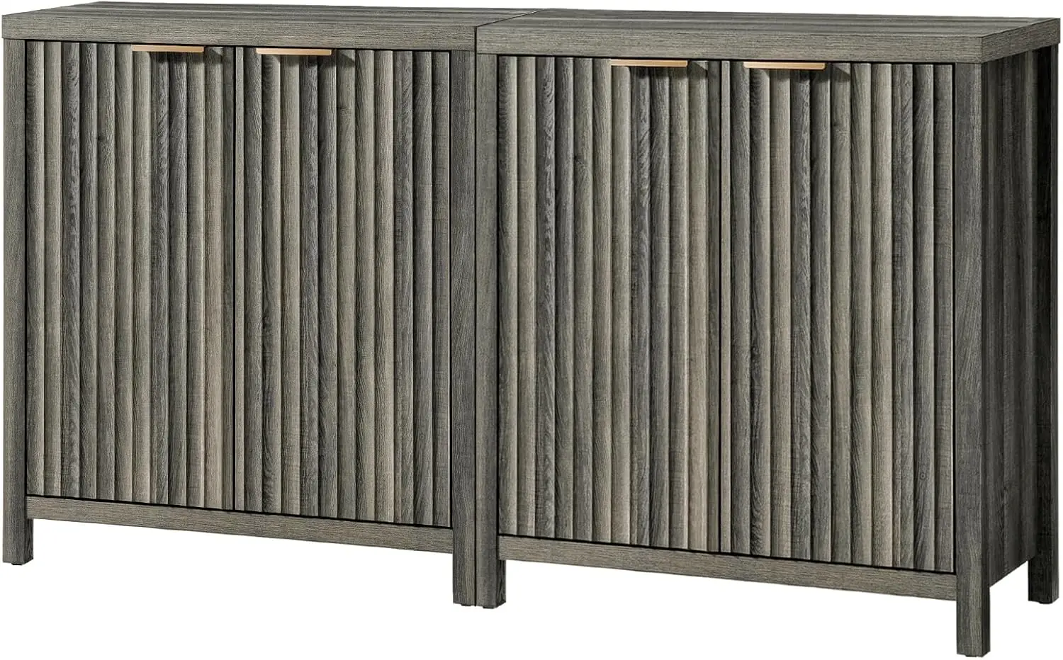 Oxford Storage Cabinet Fluted Sideboard Buffet Cabinet with Adjustable Shelves Modern Accent Cabinet Console Credenza Set of 2