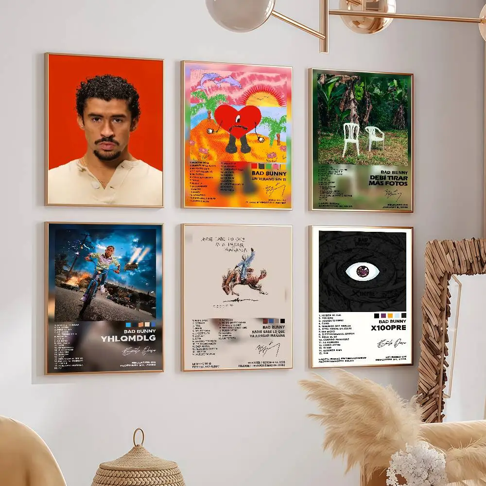 

Постеры с изображением певца B-Bad B-Bunny, настенные украшения для общежитий, спален и гостиных, подарок