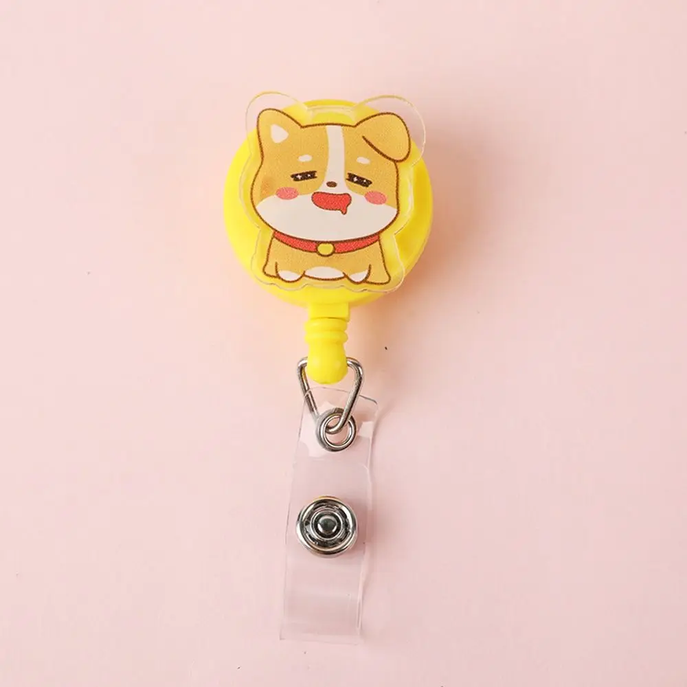 

Easy To Pull Badge Holder Clips Cute Colors Name Card Retractable Badge Reel Acrylic Exhibition Enfermera ID Card Holder