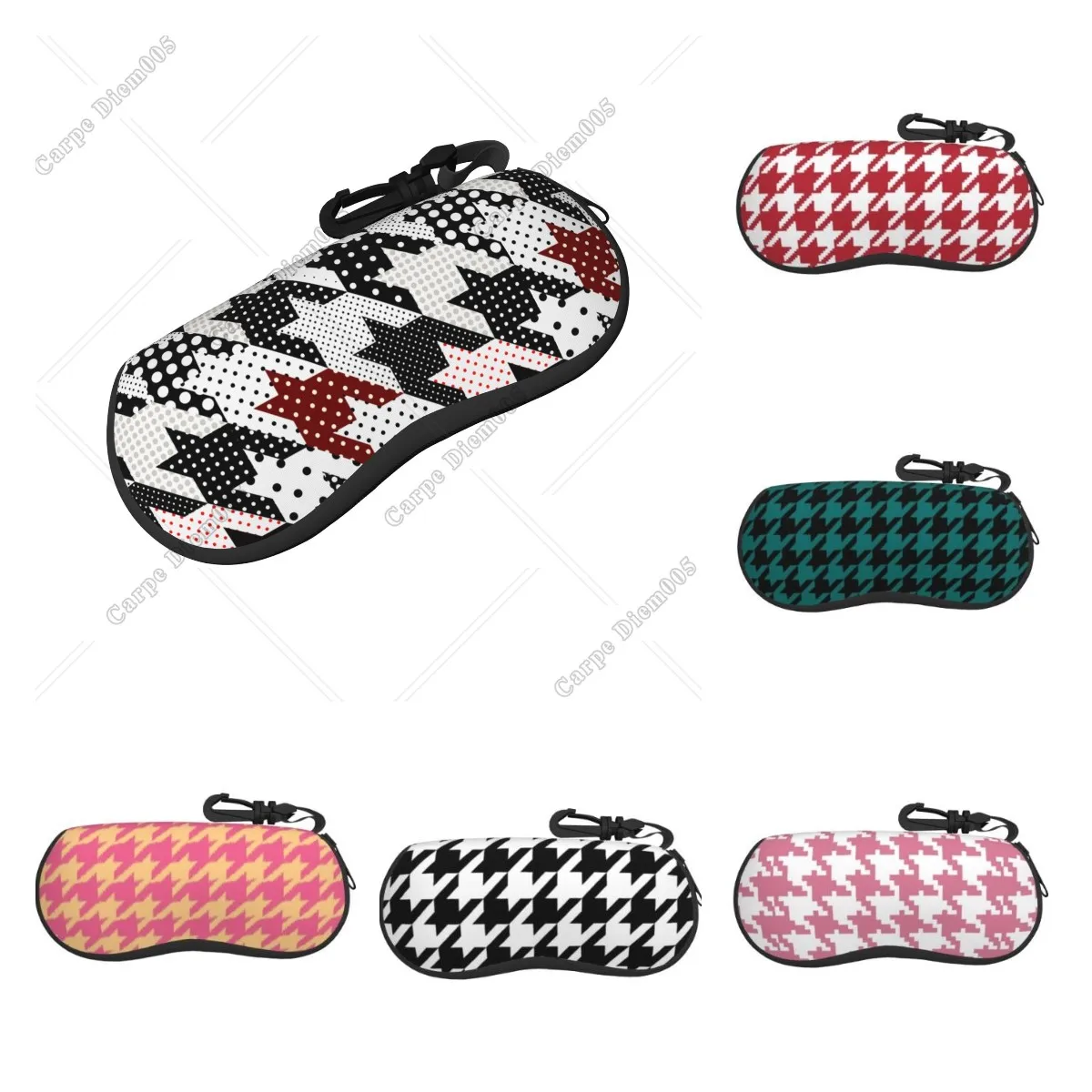 

Houndstooth Design Sunglasses Eyeglass Case for Women Men Glasses Case Double-sided Printing Pattern for Work Travel One Size