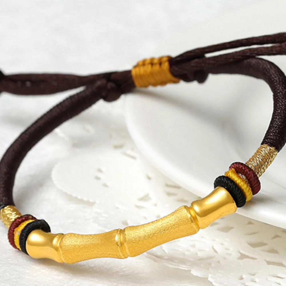 1pcs Authentic 999 24K Yellow Gold Men Women 3D Long Tube Transfer Bead Bracelet