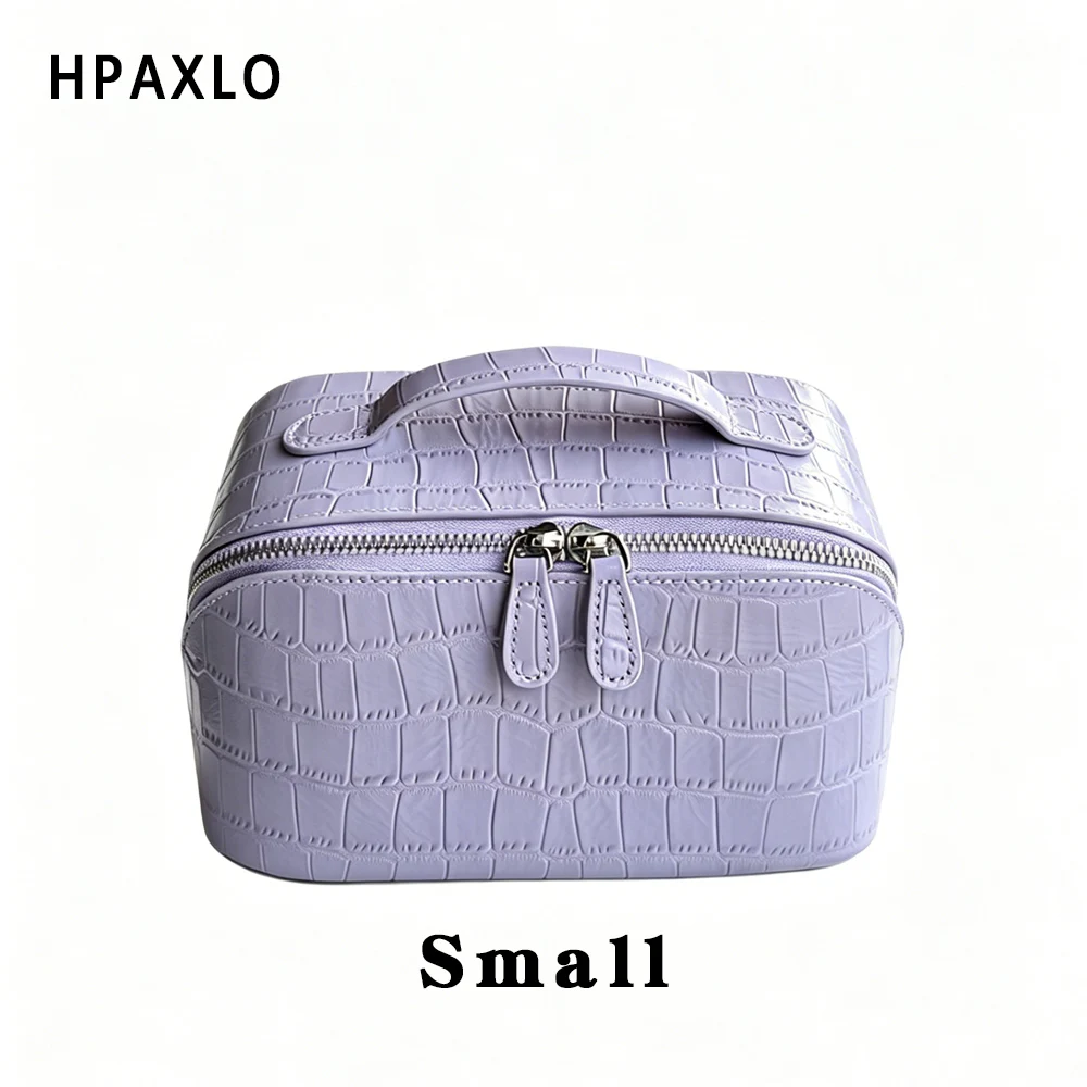 Waschtasche aus echtem Leder mit Krokodilstruktur, großes Fassungsvermögen, Reise-Kosmetik- und Toilettenartikel-Organizer, Damentasche, Make-up-Tasche, Luxustasche – Detail 24