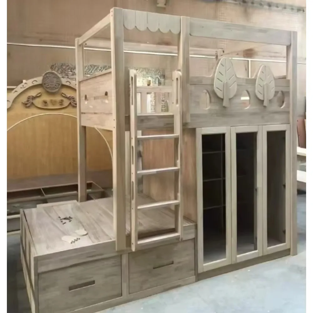 Eibele personalizado princesa crianças camas menina beliche crianças conjunto de cama móveis para meninas rosa quarto móveis com escada armário