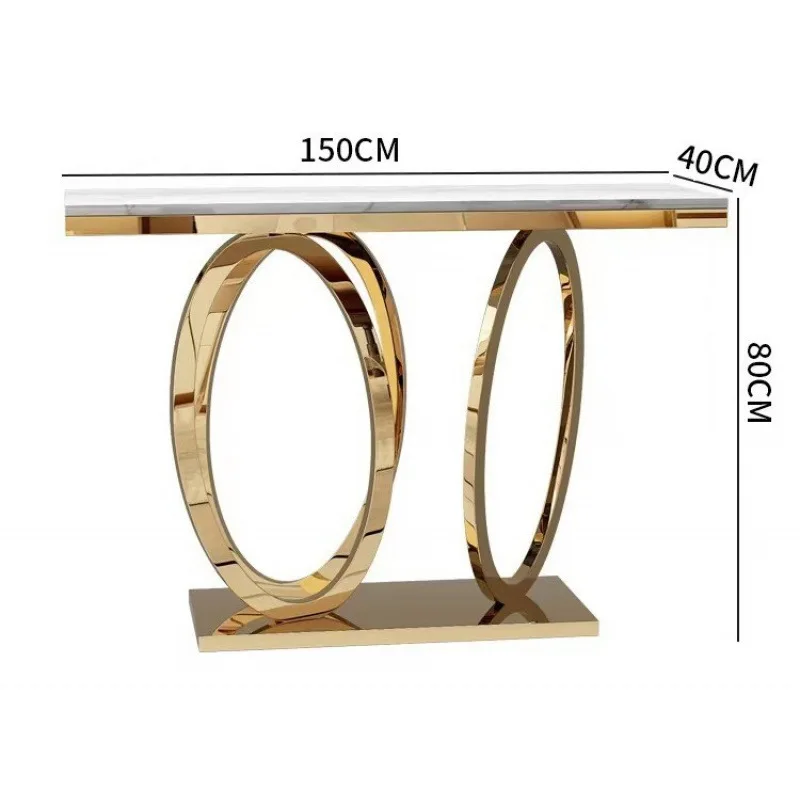 Marble entrance platform Modern simple stainless steel strip case Narrow side table Italian light luxury