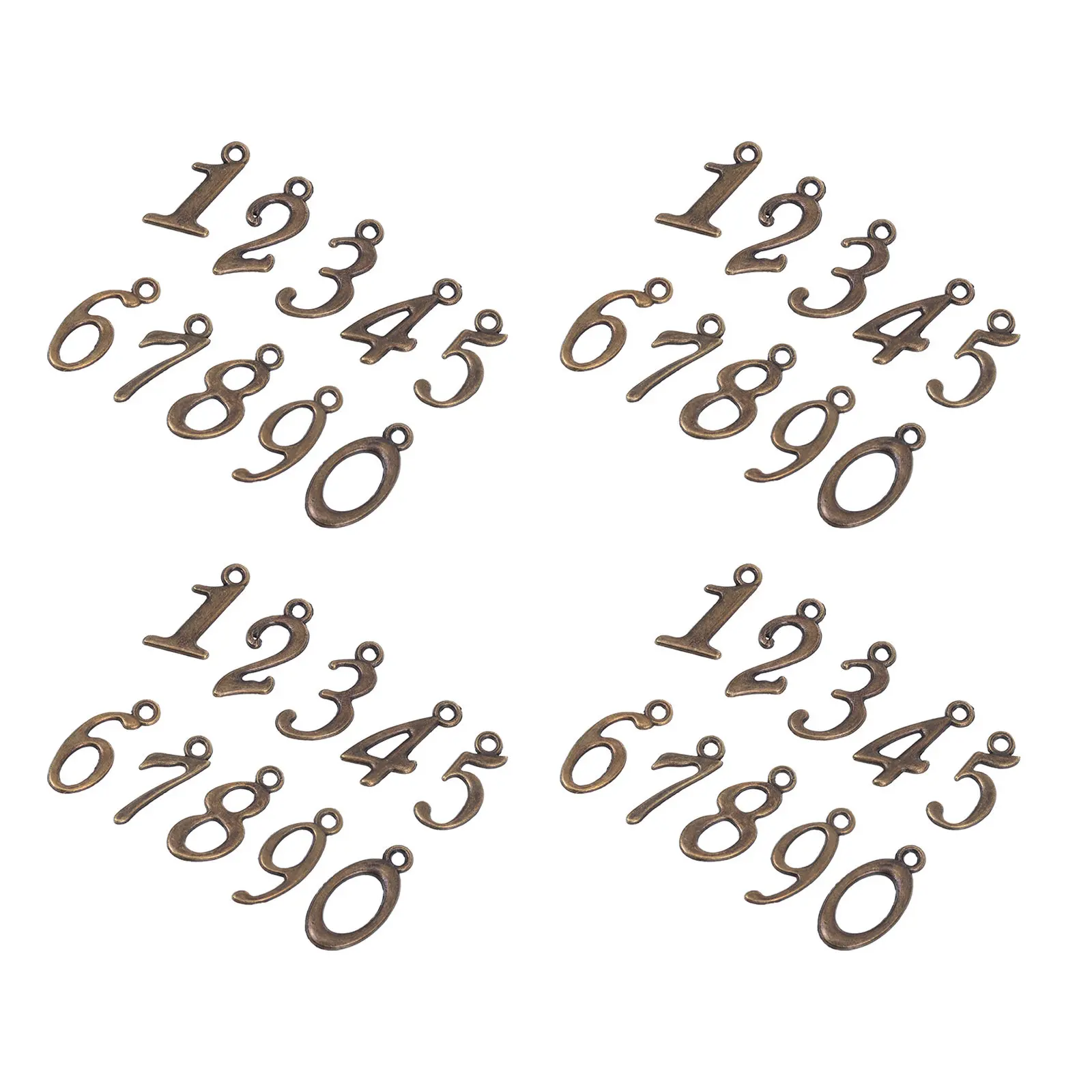 

50Pcs Arabic Numerals Charms Number 0-9 DIY Jewelry Pendants Alloy Craft Making Accessories for Bracelets Necklaces