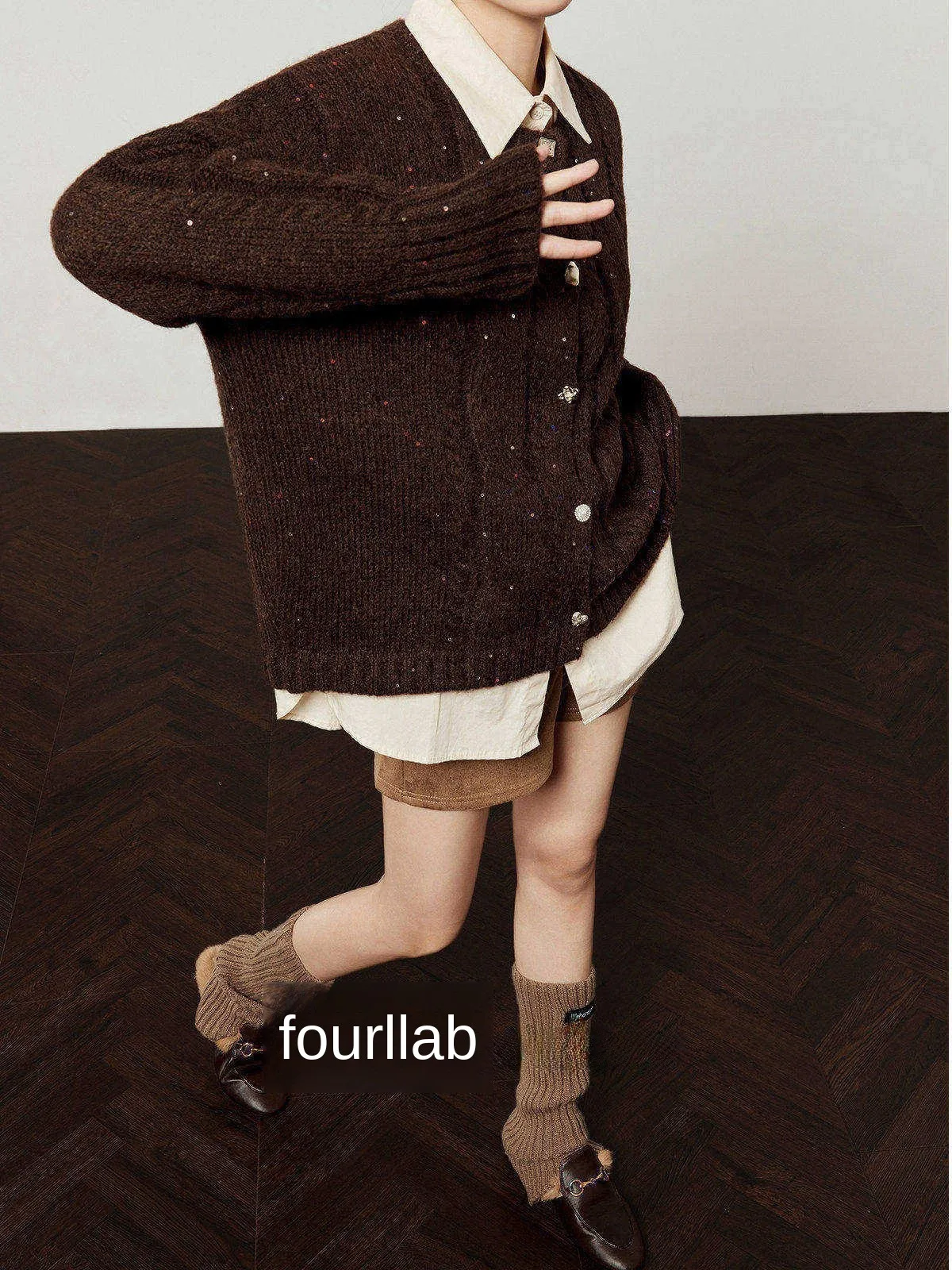 

Кофейный вязаный свитер для женщин: универсальный, приталенный, с узором в звезды и точки, для повседневной носки, осень-зима, новинка