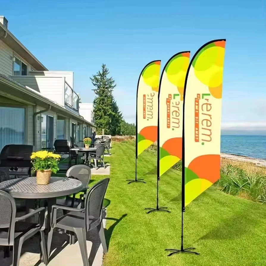 Outdoor Custom Logo Ontwerp Afdrukken Reclame Strandvlag Veren Vlag Traanvlaggen En Banners