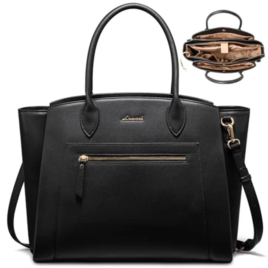

Laptop Tote Bag for Women, .3 Large Capacity Work Bags Briefcase Purse with Multiple Pockets and Large Bottle Holder, Vegan Lea