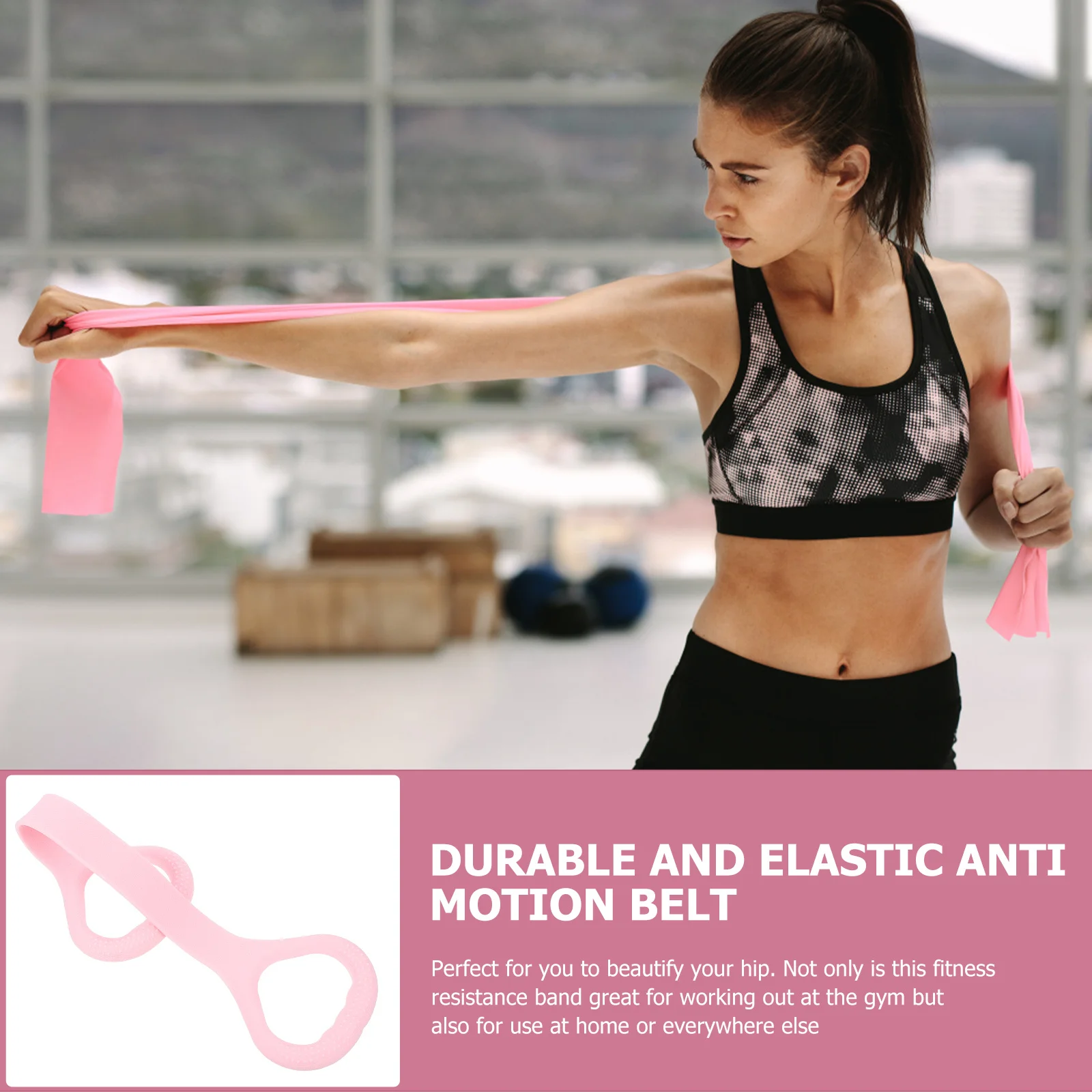 

Exercise Resistance Band Handle Elastic Fitness Band Pink Comfortable Tpe Material Lightweight Home Yoga Training Stretch Belt
