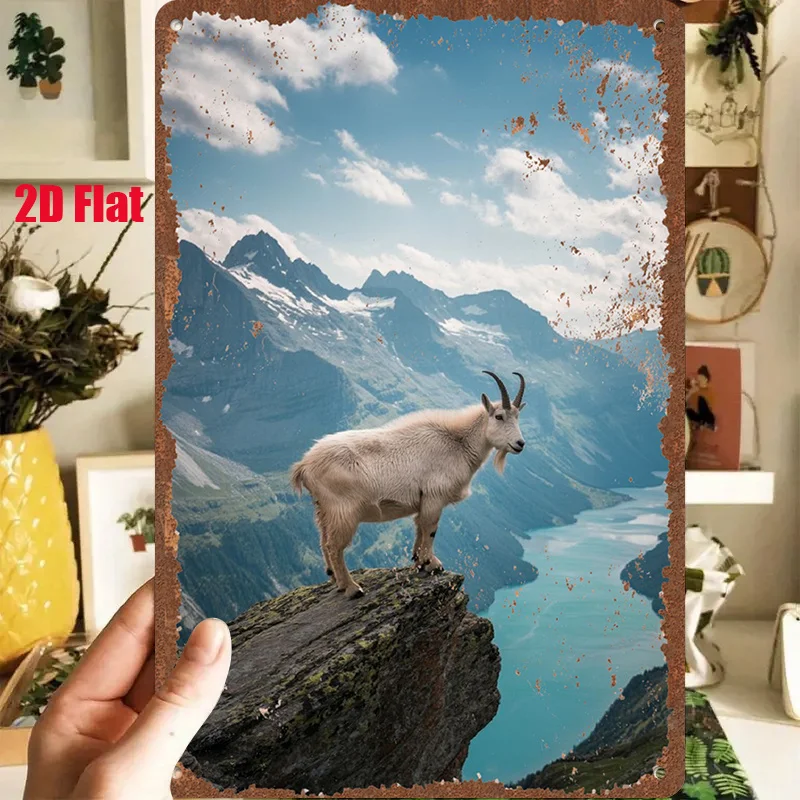 CIFBUY Vintage Goat on Cliff Metal Sign Aluminum Wall Art Waterproof Durable Rustic Decor for Living Room Office Study