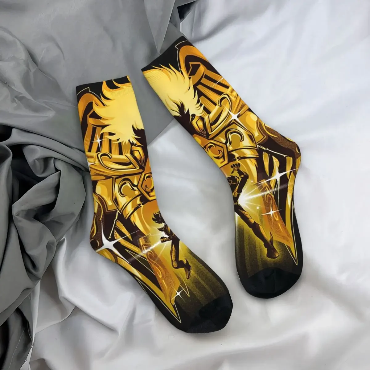 

All Seasons Crew Stockings Knights Of The Zodiac Pegasus Gold Socks Funny Long Socks for Men Women Valentine's Day Gifts