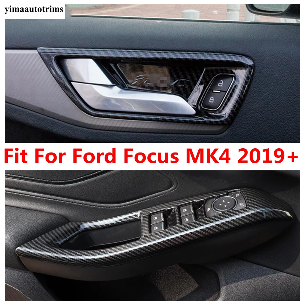 

Door Handle Bowl / Armrest Window Lift Panel Cover Trim For Ford Focus MK4 2019 - 2024 Carbon Fiber / Matte Interior Accessories