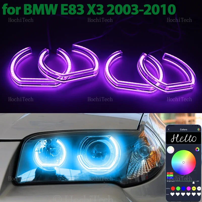 

RGB многоцветный DTM M стиль Crystal LED Angel Eyes лампа кольцевые лампы комплекты обновления фар для BMW E83 X3 2003-2010