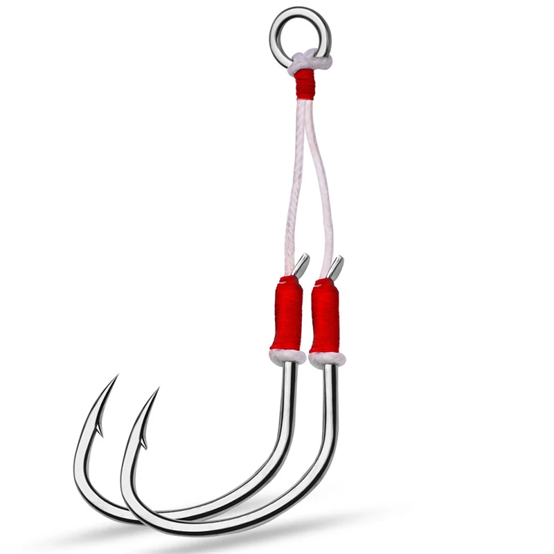 

Sea Fishing Road Sub-iron Plate Double Hook High Carbon Steel Steel Anti-seawater Corrosion Tied Rope 2 Pairs Hook for Fishing