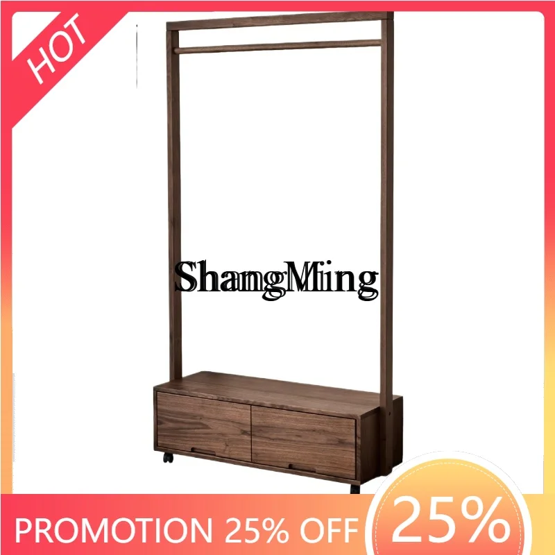 

FG Home Simple Black Walnut Coat Rack Balcony Bedroom Floor Hanger